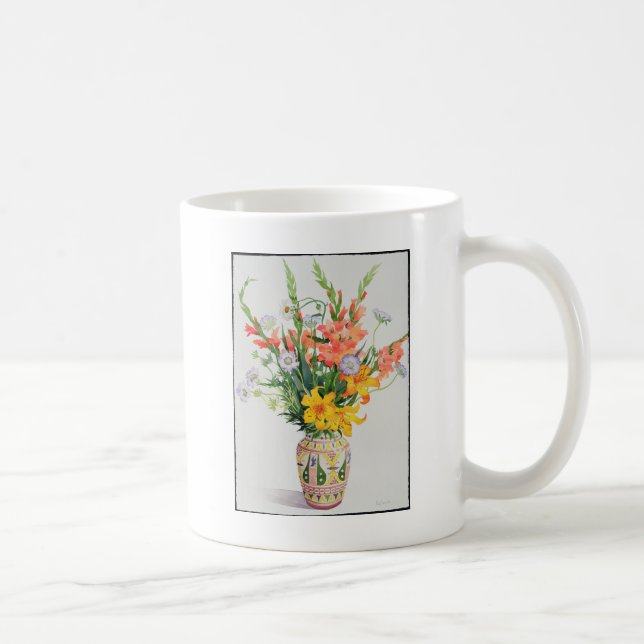 Orange and Blue Flowers in a Moroccan Vase Coffee Mug (Right)