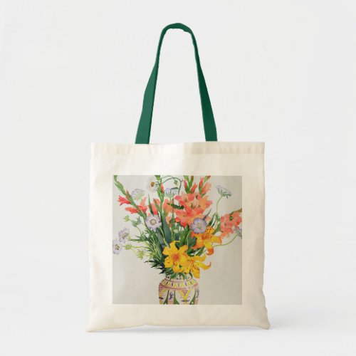 Orange and Blue Flowers in a Moroccan Vase Tote Bag