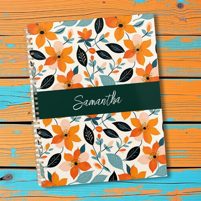 Orange and Blue Foliage and Flowers Personalized Planner (Creator Uploaded)