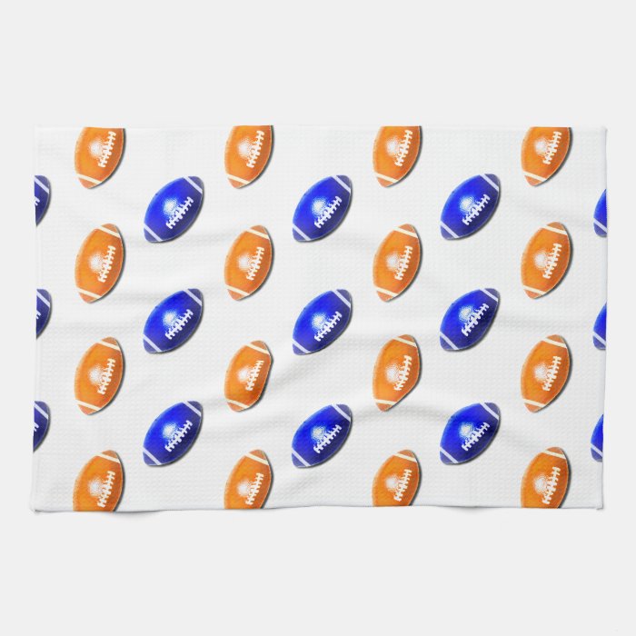 Orange and Blue Football Pattern Towel