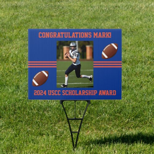 Orange and Blue Football Themed Photo  Sign