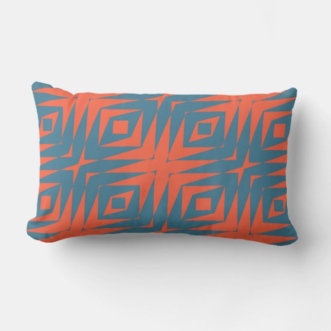 orange and blue geometric lumbar pillow (Front)