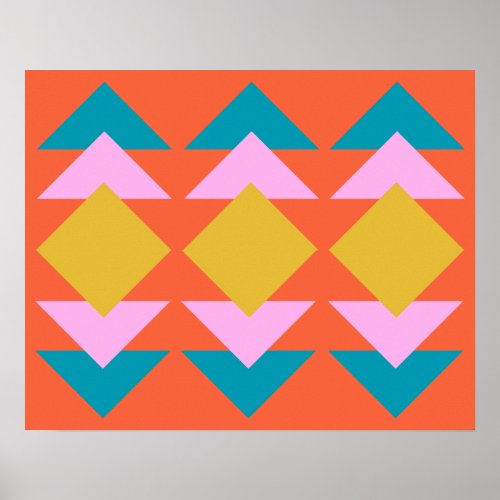 Orange and Blue Geometric Scandinavian Design Poster