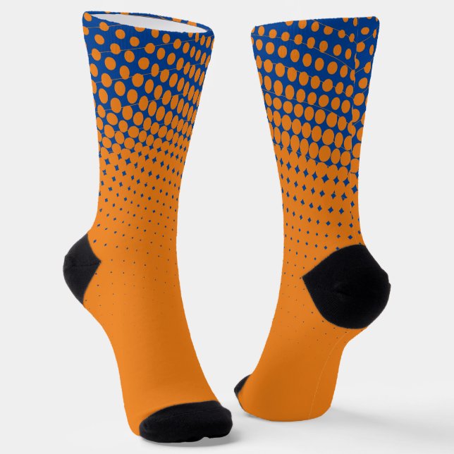 Orange And Blue Gradient Pattern Socks (Angled)