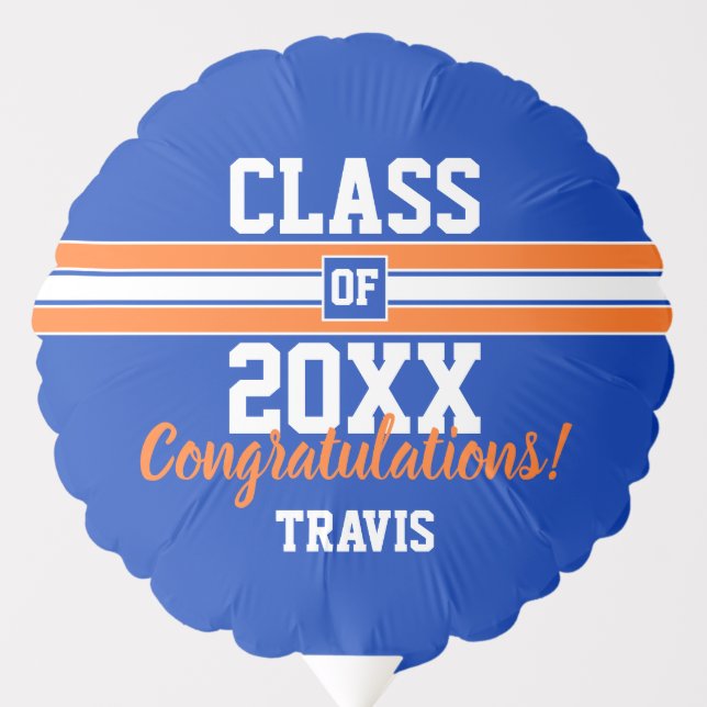 Orange and Blue Graduation Congratulations Balloon (Front)