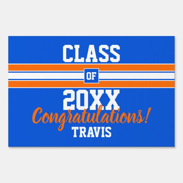 Orange and Blue Graduation Congratulations Sign (Front)