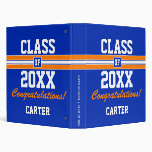 Orange and Blue Graduation Custom 3 Ring Binder