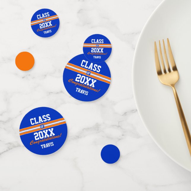 Orange and Blue Graduation Custom Congratulations Confetti (Group)