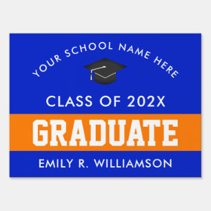 Orange and Blue Graduation Custom Sign