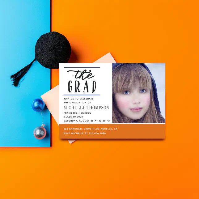 Orange and Blue Graduation Party Invitation Zazzle