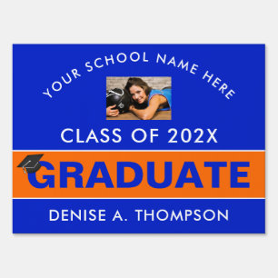 Orange and Blue Graduation Photo Custom Sign