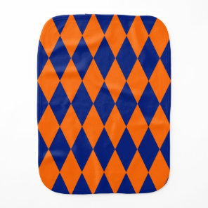Orange and Blue Harlequin Checkered Design  Baby Burp Cloth