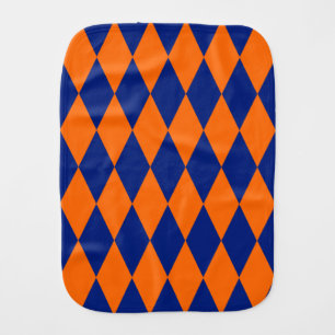 Orange and Blue Harlequin Checkered Design  Baby Burp Cloth