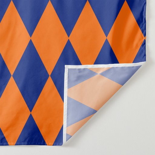 Orange and Blue Harlequin Checkered Design  Fabric