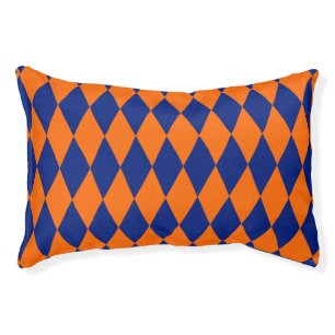 Orange and Blue Harlequin Checkered Design Pet Bed
