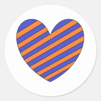 Orange and Blue Heart Classic Round Sticker