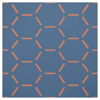 Orange and Blue Hexagon Pattern Fabric
