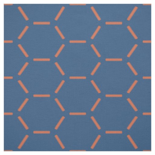 Orange and Blue Hexagon Pattern Fabric