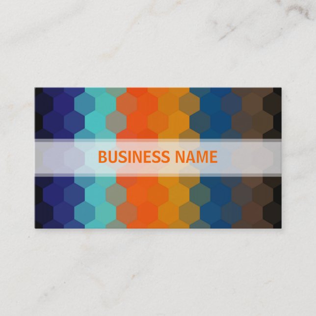 Orange and Blue Hexagon Seamless Pattern 2 Business Card (Front)