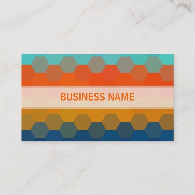 Orange and Blue Hexagon Seamless Pattern Business Card (Front)