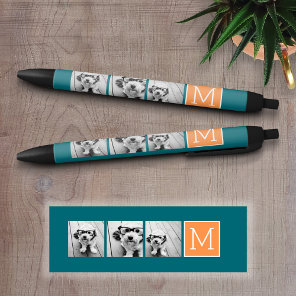 Orange and Blue Instagram Photo Collage Monogram Pen