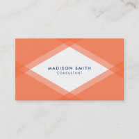 Orange and Blue Layered Geometric Social Media Business Card