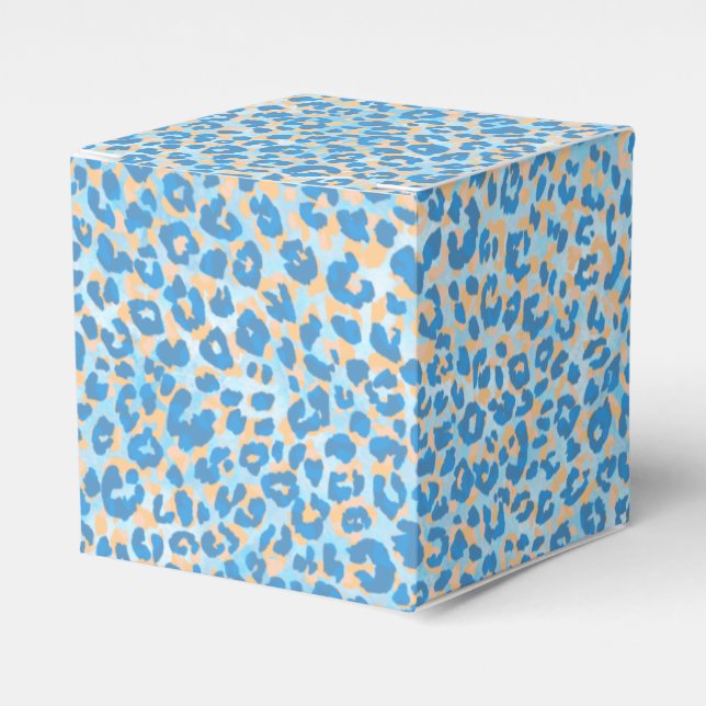 Orange And Blue Painted Leopard    Favor Boxes (Front Side)