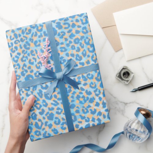 Orange And Blue Painted Leopard        Wrapping Paper