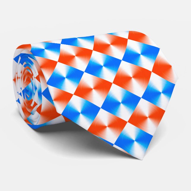 Orange and Blue Pattern Neck Tie (Rolled)