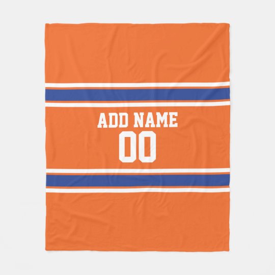 Orange and Blue Personalized Sports Jersey Fleece Blanket