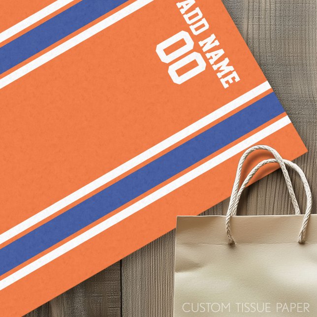 Orange and Blue Personalized Sports Jersey Tissue Paper (Custom Tissue Paper)