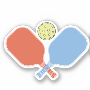 Orange and Blue Pickleball Paddle Sticker