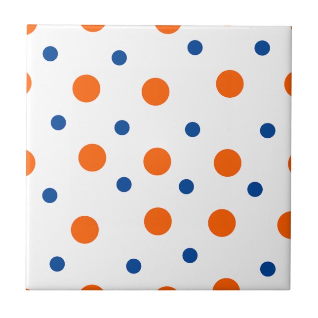 orange and blue polka dots ceramic tile (Front)