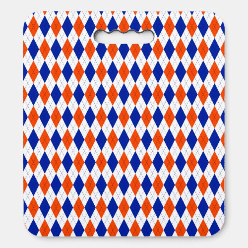 Orange and Blue Preppy Diamond Argyle Pattern Seat Cushion