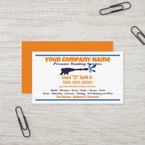 Orange and Blue Pressure Washing Business Card
