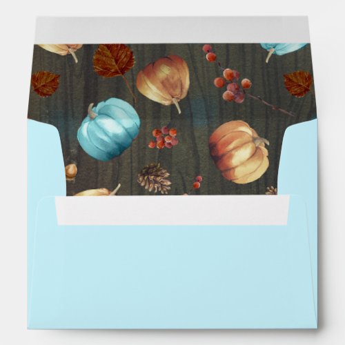Orange and Blue Pumpkins Fall Baby Shower Envelope