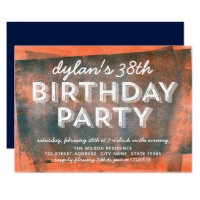 Orange and Blue Rolled Ink Any Age Birthday Card