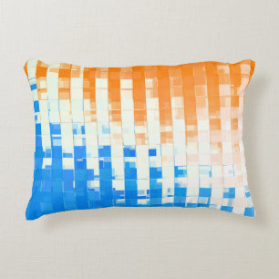 Orange and Blue Rustic Accent Pillow