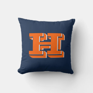 Orange and Blue School Pride Color Style Monogram Throw Pillow