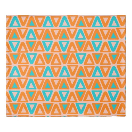 Orange and Blue Seamless Geometric Pattern  Duvet Cover