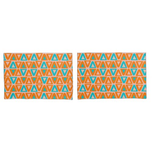 Orange and Blue Seamless Geometric Pattern  Pillow Case