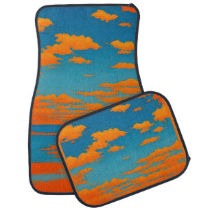 Orange and Blue Sky and Clouds Car Floor Mat