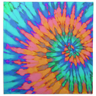 Orange and Blue Spiral Tie Dye Cloth Napkin