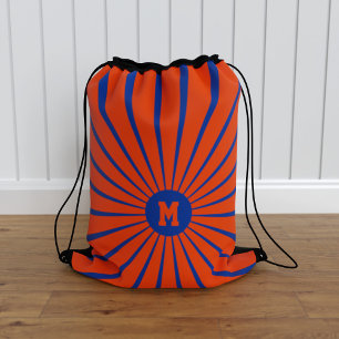 Orange and Blue Sport Team Colors Drawstring Bag