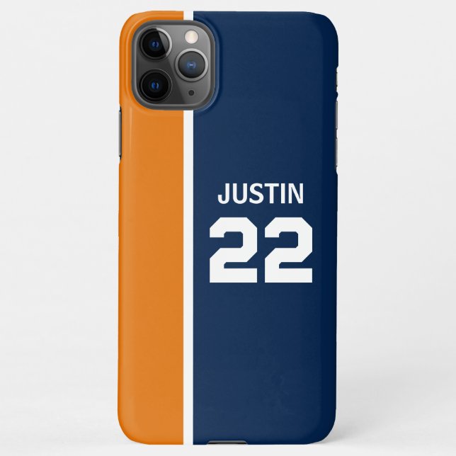 Orange and Blue Sports Theme iPhone Case (Back)