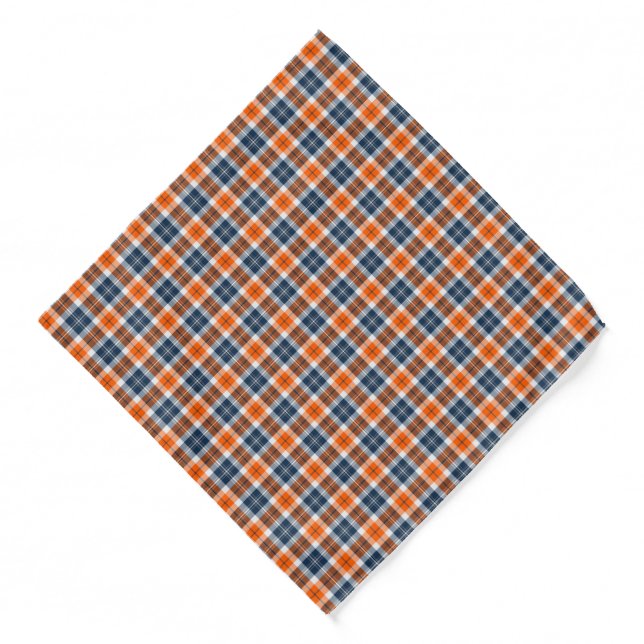 Orange and Blue Sporty Plaid Bandana (Front)
