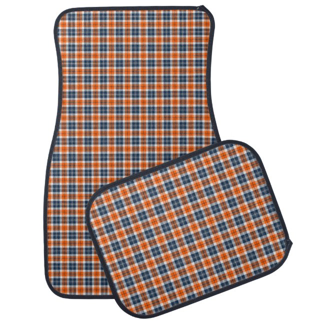 Orange and Blue Sporty Plaid Car Mats (Set)