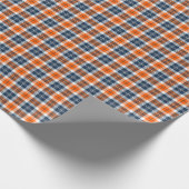Orange and Blue Sporty Plaid Wrapping Paper (Corner)