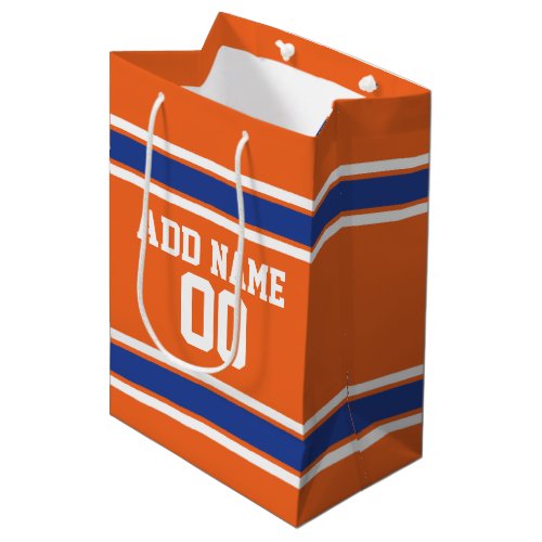 Orange and Blue Striped Sports Jersey Medium Gift Bag