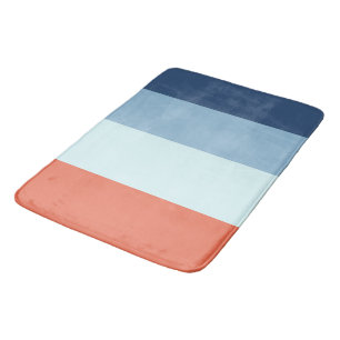 Orange and Blue Stripes Bath Mat